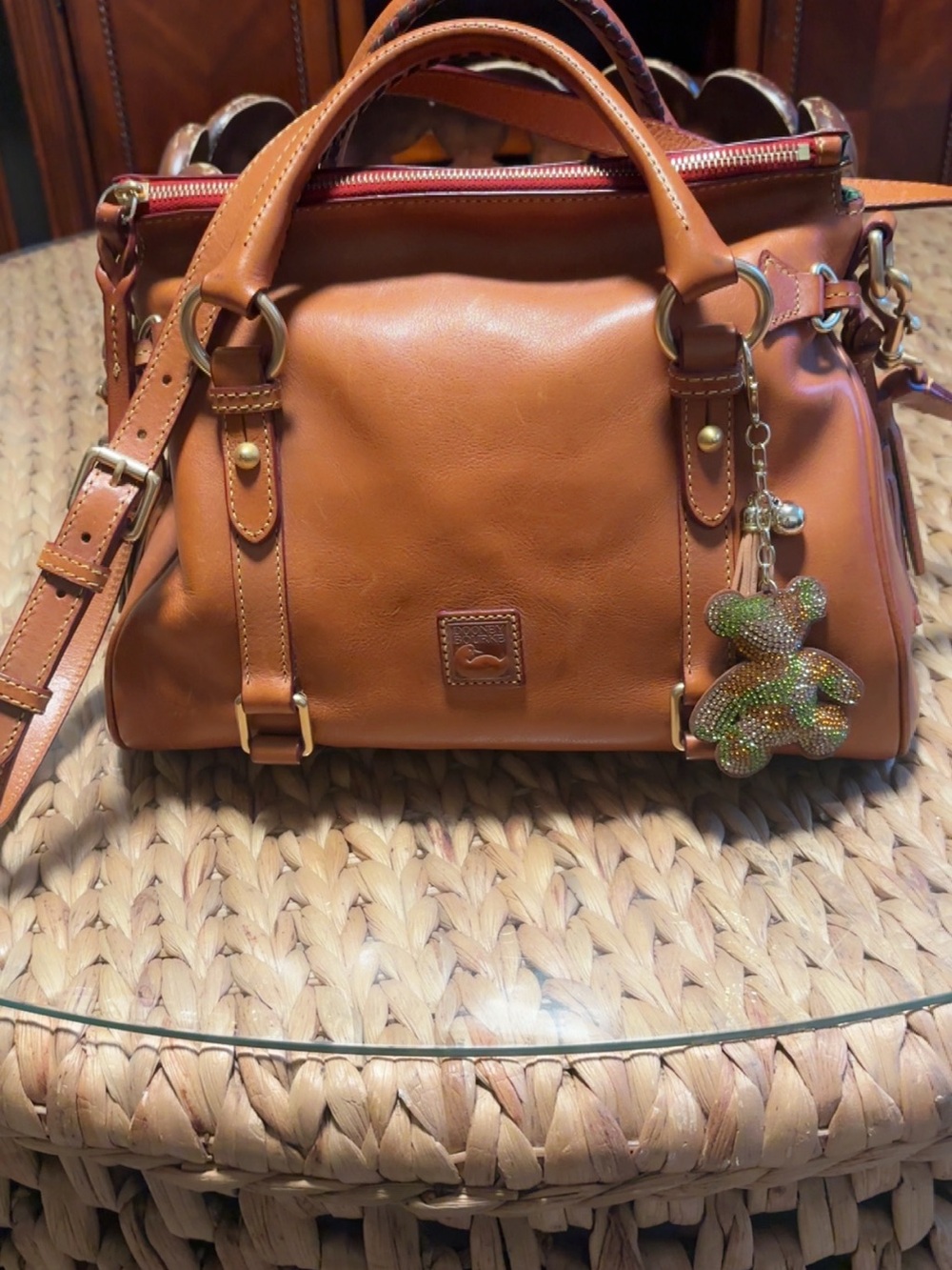Dooney & Bourke Florentine Leather Satchel, in the color natural.